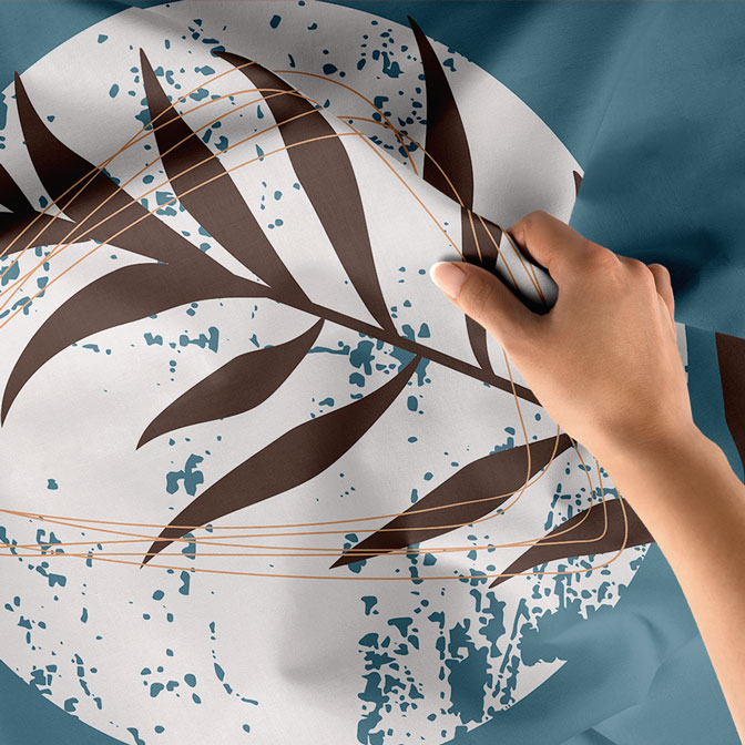 Minimal Yaprak ve Daire Kompozisyonlu Duvar Örtüsü 6281