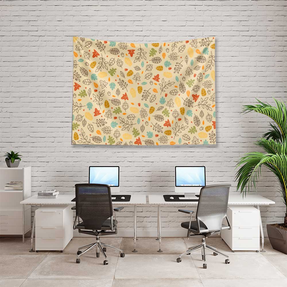 Sonbahar Yaprakları Desenli Botanik Duvar Örtüsü Kumaş Baskı 4284