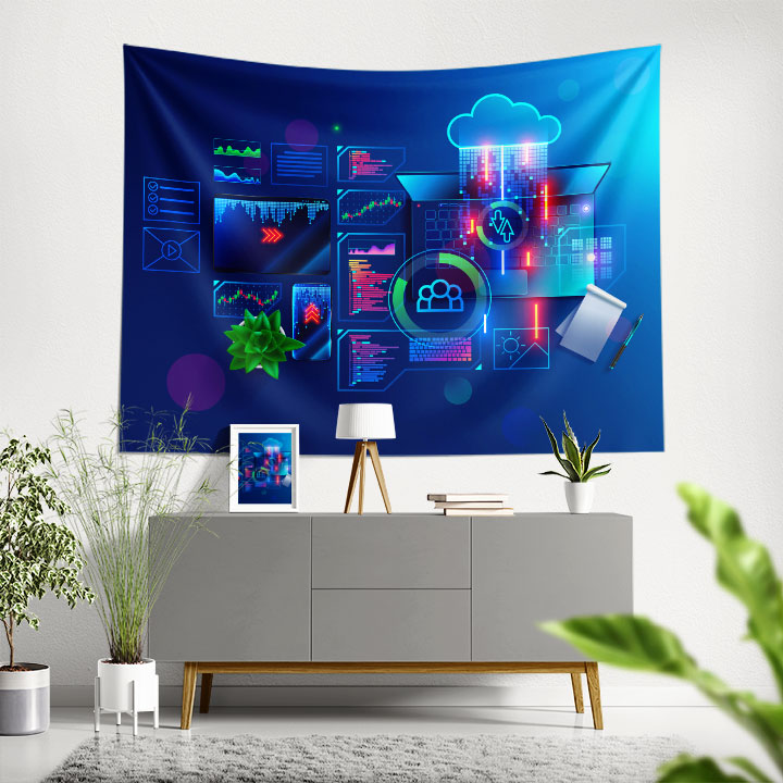 Bulut Teknolojisi ve Veri Analizi Tasarımlı Duvar Örtüsü 5503