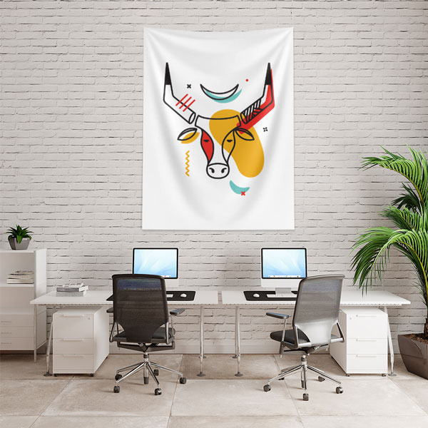 Minimal Boğa Figürlü Duvar Örtüsü 6287