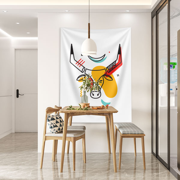 Minimal Boğa Figürlü Duvar Örtüsü 6287