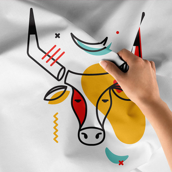 Minimal Boğa Figürlü Duvar Örtüsü 6287