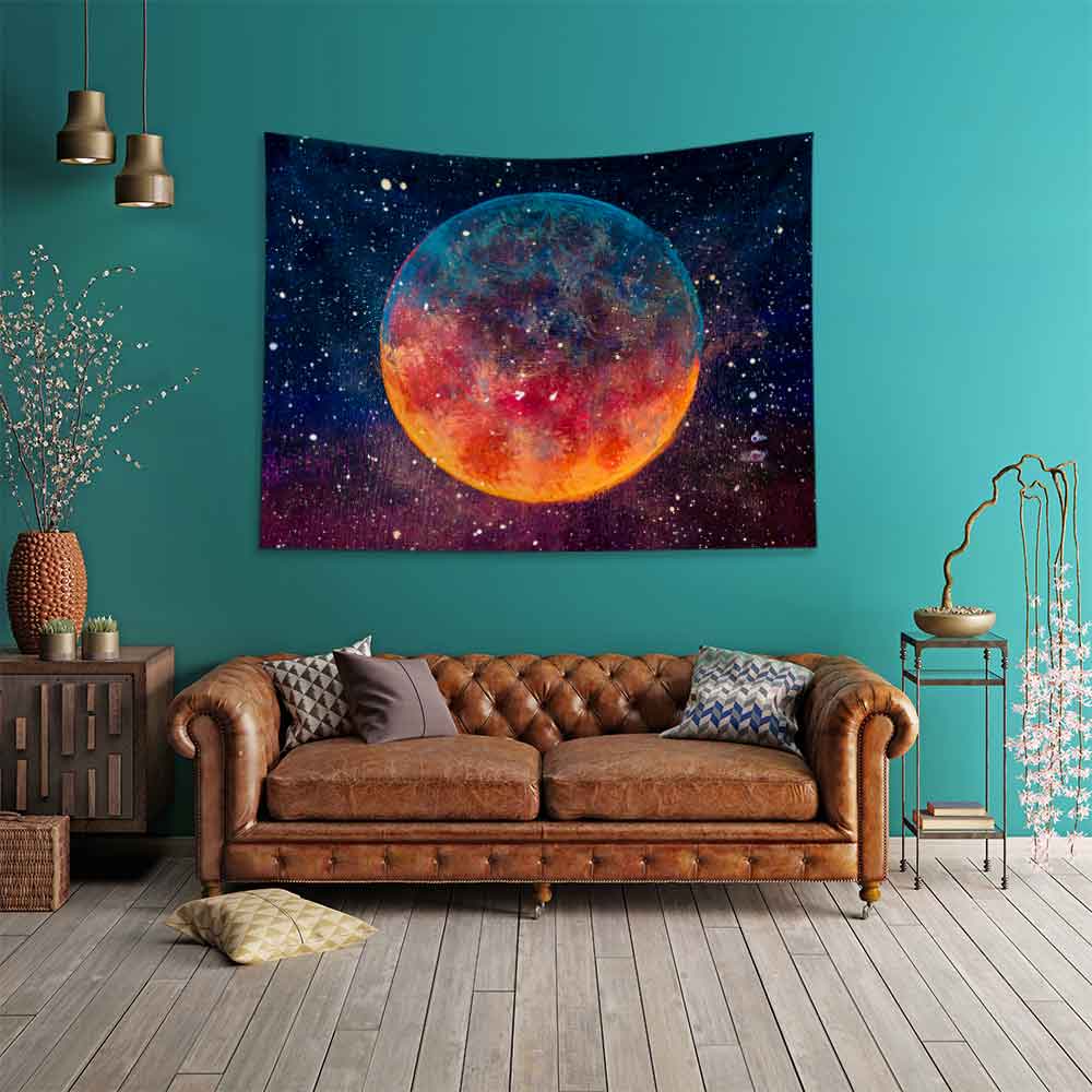 Renkli Gezegen Galaksi Uzay Duvar Örtüsü 4359