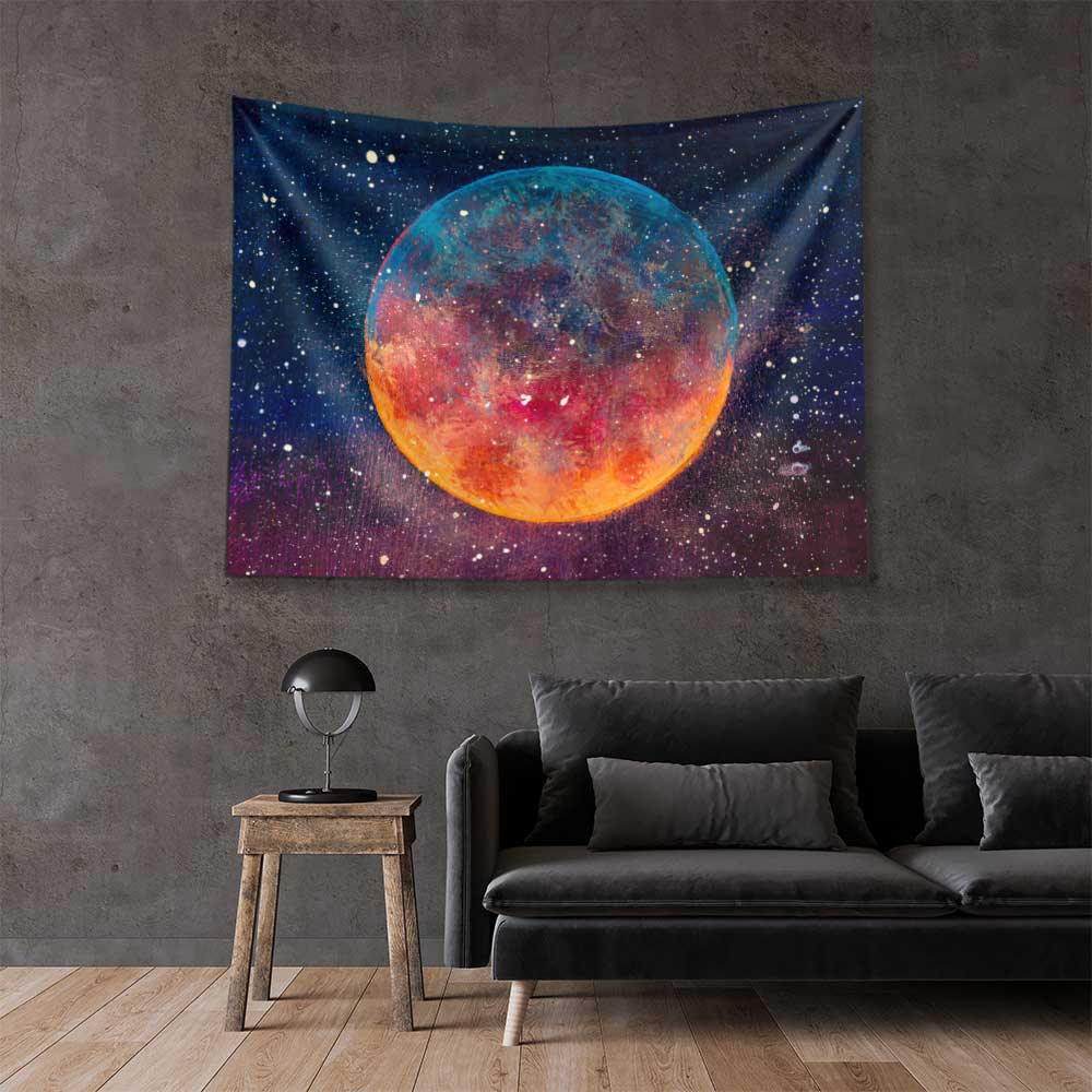 Renkli Gezegen Galaksi Uzay Duvar Örtüsü 4359