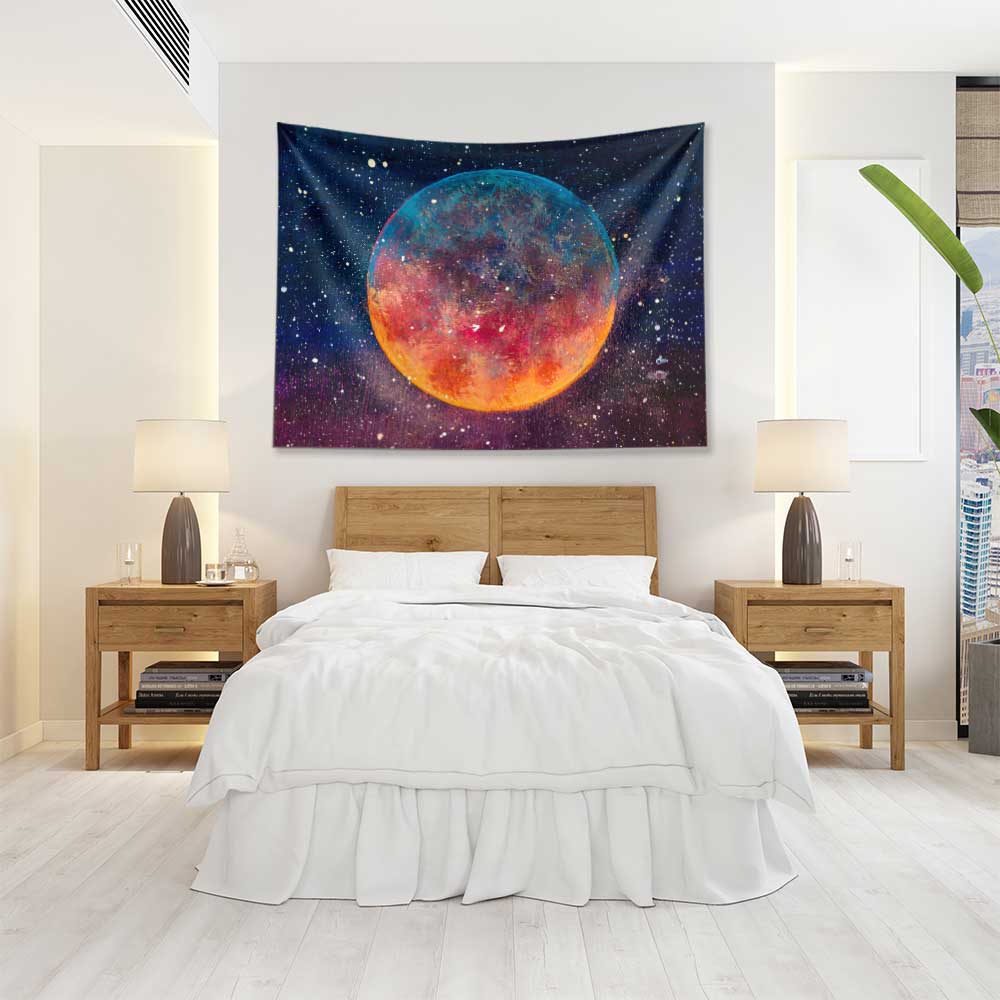 Renkli Gezegen Galaksi Uzay Duvar Örtüsü 4359