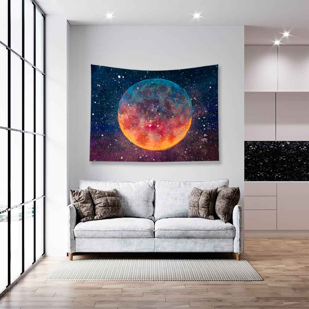 Renkli Gezegen Galaksi Uzay Duvar Örtüsü 4359