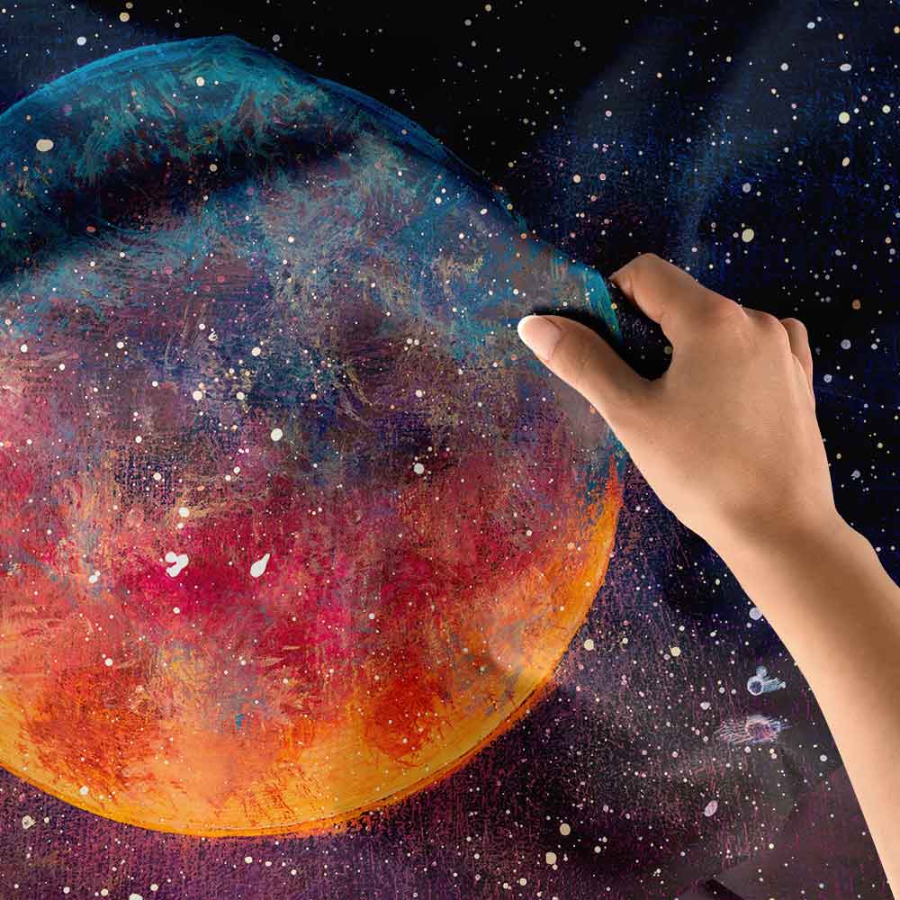 Renkli Gezegen Galaksi Uzay Duvar Örtüsü 4359