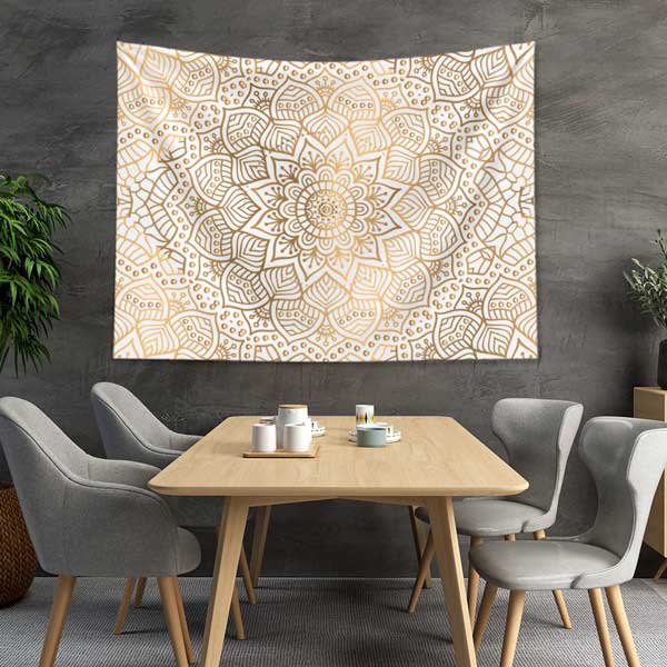 Altın Renkli Mandala Desenli Duvar Örtüsü 10524