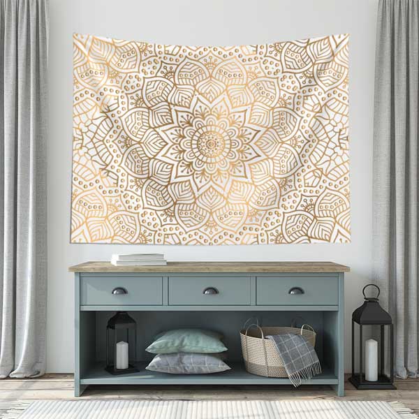 Altın Renkli Mandala Desenli Duvar Örtüsü 10524