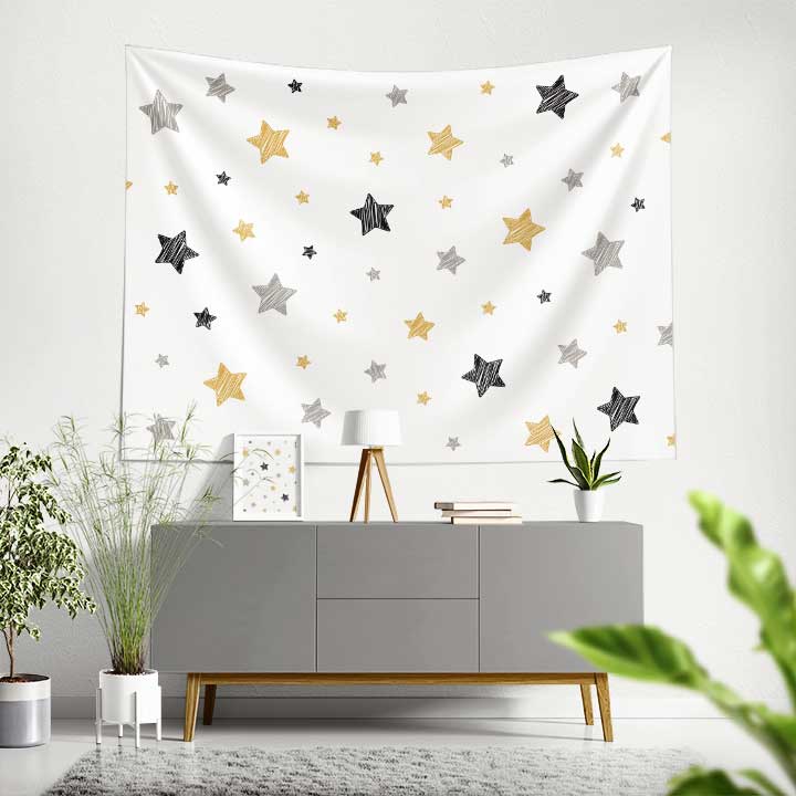 Minimal Yıldız Desenli Duvar Örtüsü 4362