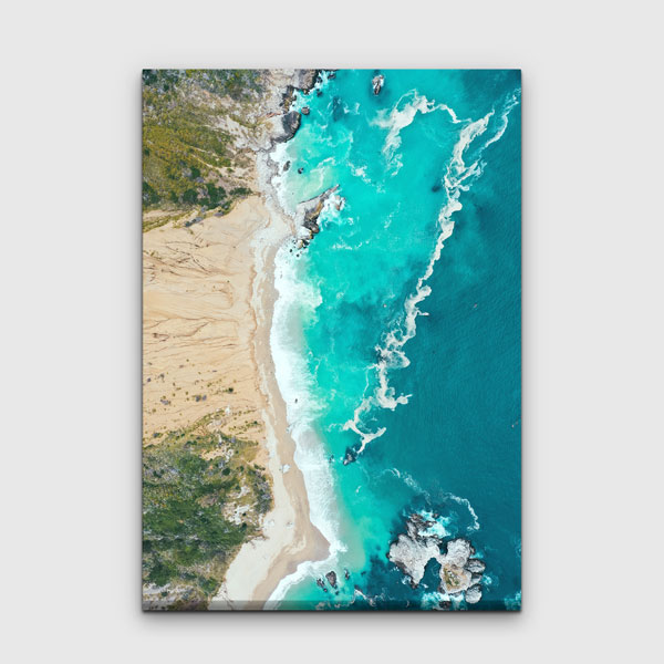 Turkuaz Deniz ve Kayalık Kıyı Üstten Görünüm Deniz Temalı Duvar Tablosu 4583