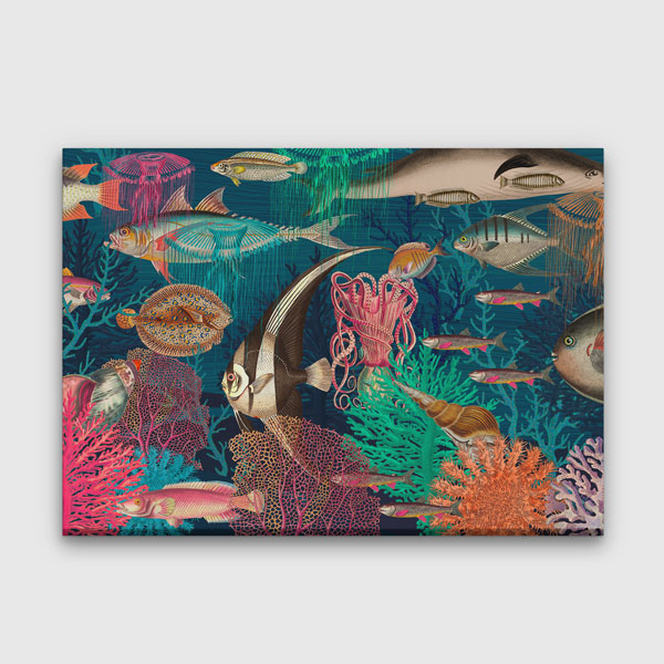 Renkli Deniz Altı ve Tropikal Balıklar İllüstratif Duvar Tablosu 4580