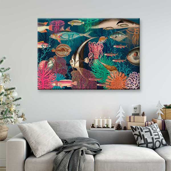 Renkli Deniz Altı ve Tropikal Balıklar İllüstratif Duvar Tablosu 4580