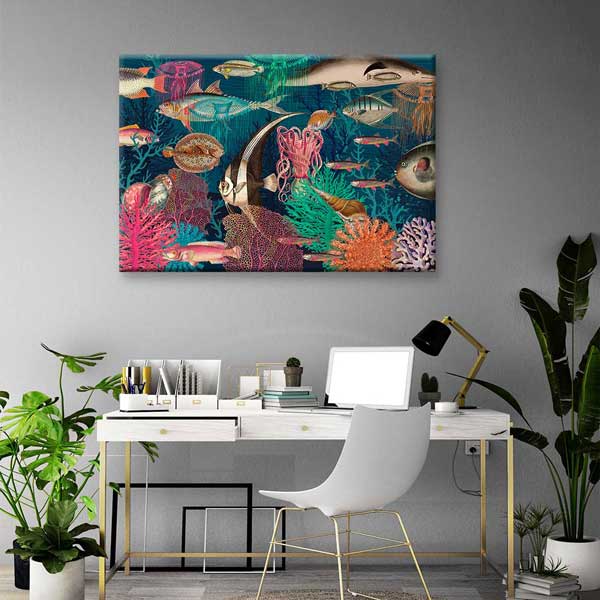 Renkli Deniz Altı ve Tropikal Balıklar İllüstratif Duvar Tablosu 4580