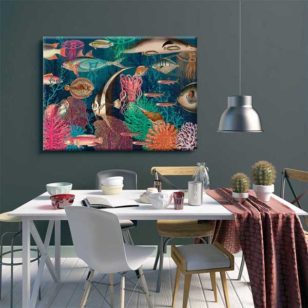 Renkli Deniz Altı ve Tropikal Balıklar İllüstratif Duvar Tablosu 4580