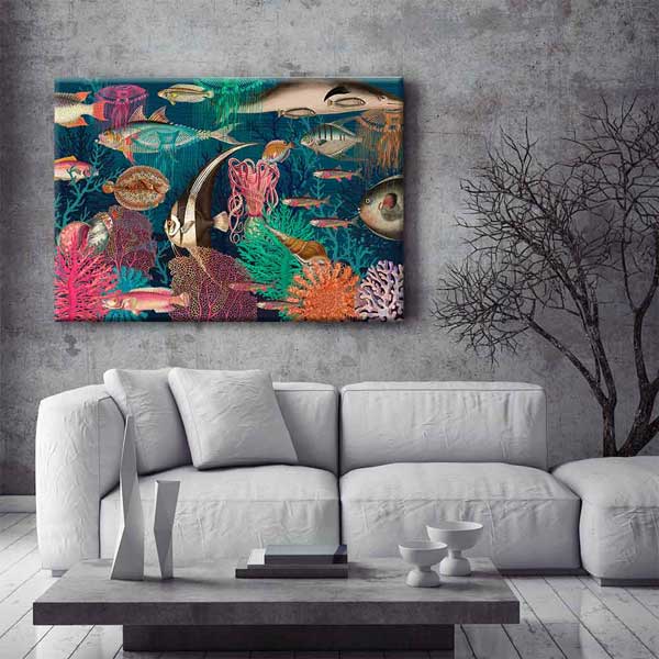 Renkli Deniz Altı ve Tropikal Balıklar İllüstratif Duvar Tablosu 4580