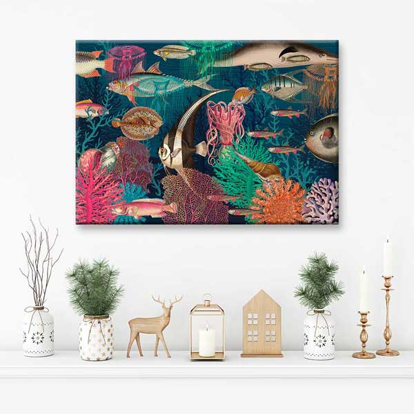 Renkli Deniz Altı ve Tropikal Balıklar İllüstratif Duvar Tablosu 4580