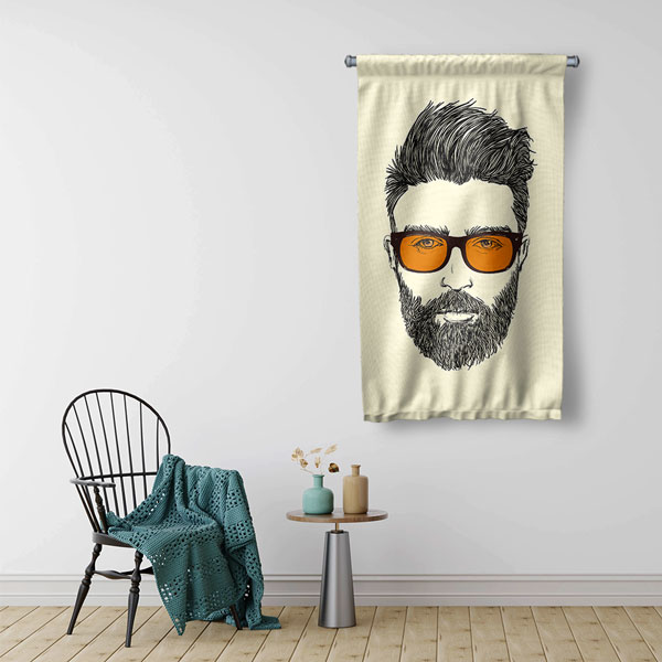 duvar-sanat-dekor-5769-01 Modern Erkek İllüstrasyonlu Berber Duvar Flaması Kumaş Baskı 5769