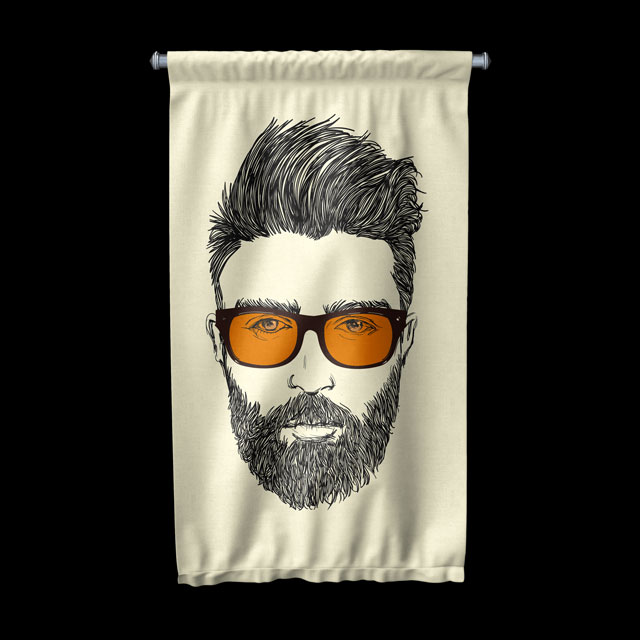 duvar-sanat-dekor-5769-03 Modern Erkek İllüstrasyonlu Berber Duvar Flaması Kumaş Baskı 5769