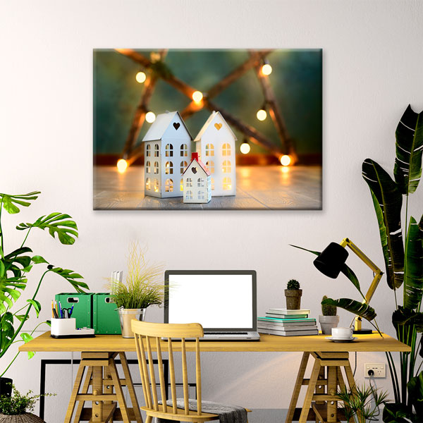 duvar-sanati-5529-01 Emlak Ofisleri için Dekoratif Ev Figürlü Kanvas Tablo – 5529