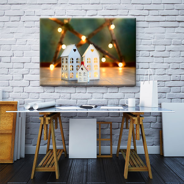 duvar-sanati-5529-02 Emlak Ofisleri için Dekoratif Ev Figürlü Kanvas Tablo – 5529