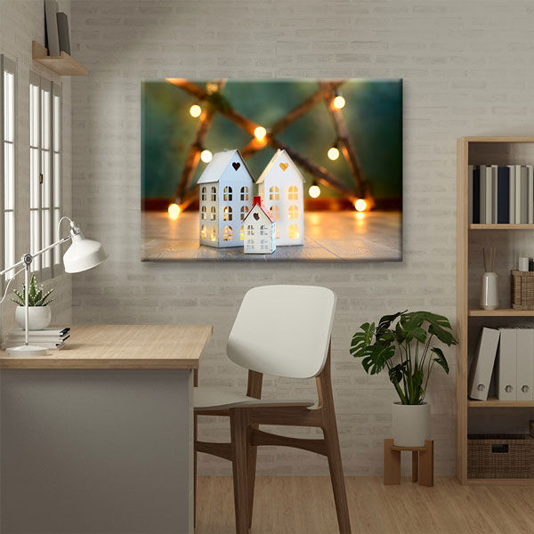 duvar-sanati-5529-03 Emlak Ofisleri için Dekoratif Ev Figürlü Kanvas Tablo – 5529