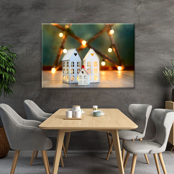 duvar-sanati-5529-04 Emlak Ofisleri için Dekoratif Ev Figürlü Kanvas Tablo – 5529