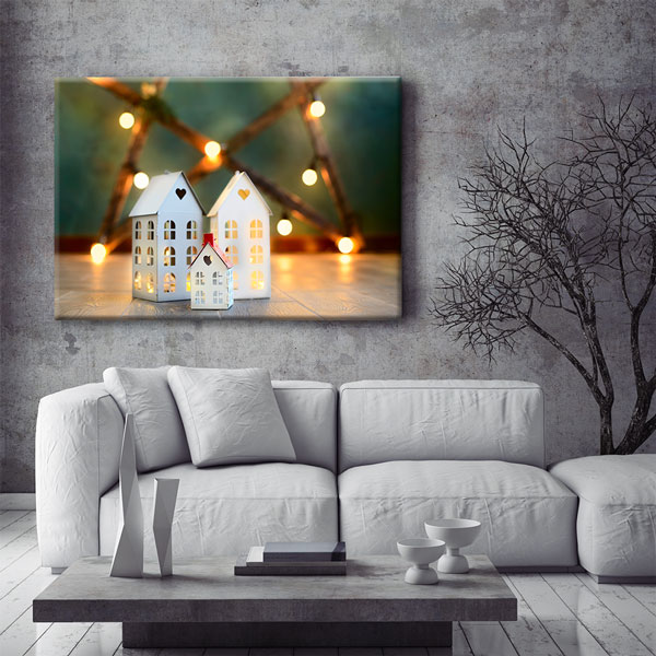 duvar-sanati-5529-05 Emlak Ofisleri için Dekoratif Ev Figürlü Kanvas Tablo – 5529