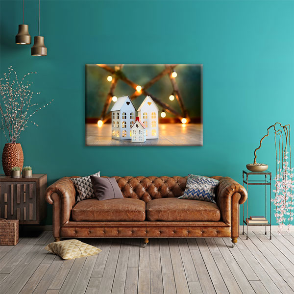 duvar-sanati-5529-06 Emlak Ofisleri için Dekoratif Ev Figürlü Kanvas Tablo – 5529