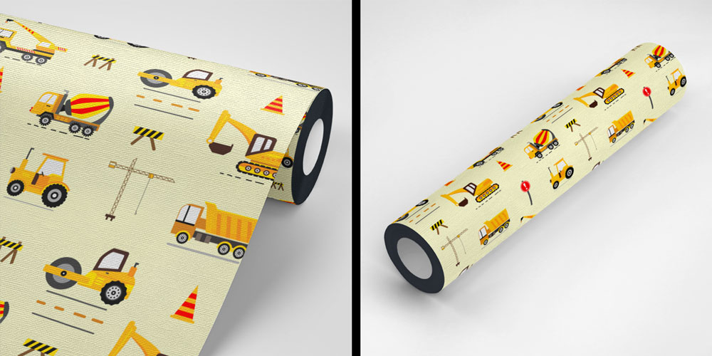 duvar-sanati-5569-04 İnşaat Araçları Çizimli Çocuk Odası Duvar Kağıdı 5569