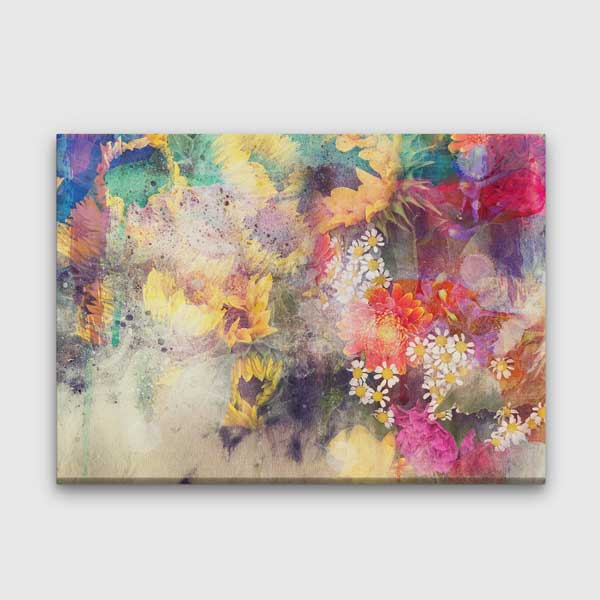 Soyut Renkli Çiçek Kompozisyonu Kanvas Tablo 4223