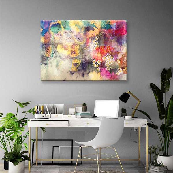 Soyut Renkli Çiçek Kompozisyonu Kanvas Tablo 4223