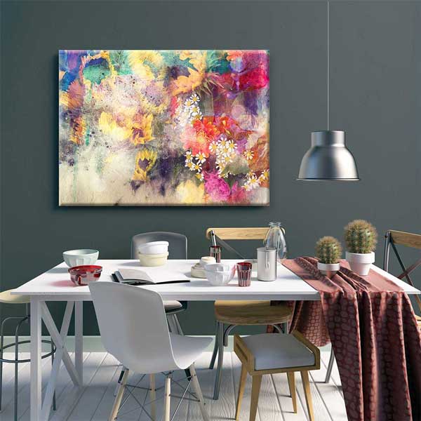 Soyut Renkli Çiçek Kompozisyonu Kanvas Tablo 4223