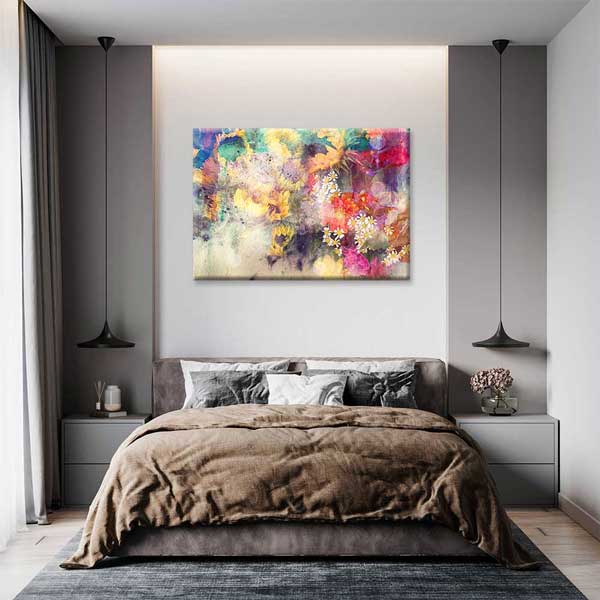 Soyut Renkli Çiçek Kompozisyonu Kanvas Tablo 4223