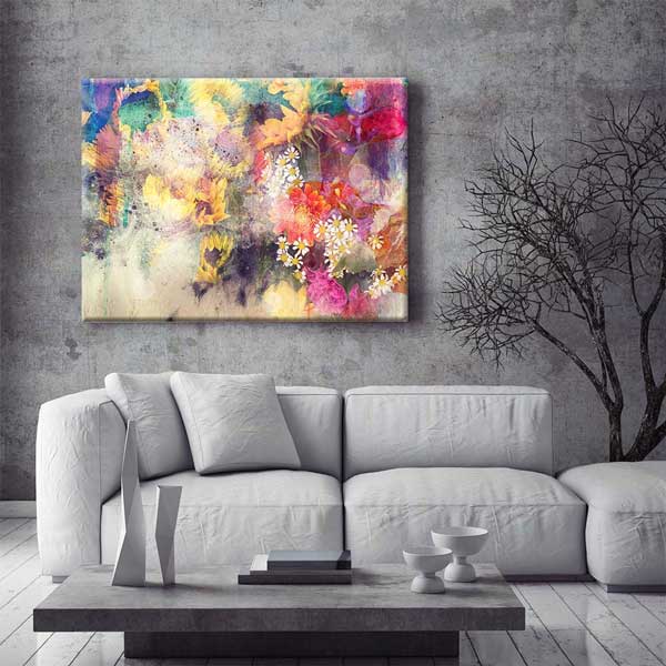 Soyut Renkli Çiçek Kompozisyonu Kanvas Tablo 4223