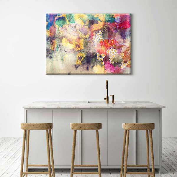 Soyut Renkli Çiçek Kompozisyonu Kanvas Tablo 4223