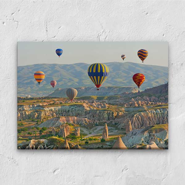 Kapadokya Vadileri ve Balonlar Manzarası Kanvas Tablo 12091