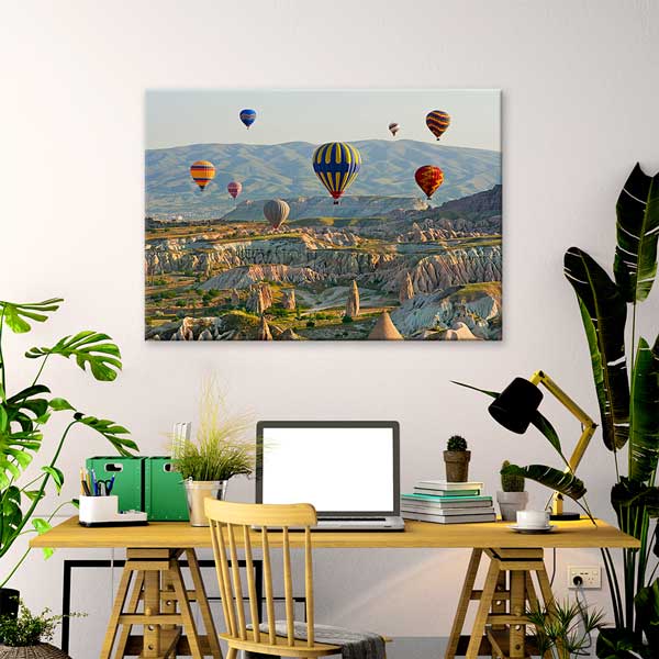 Kapadokya Vadileri ve Balonlar Manzarası Kanvas Tablo 12091