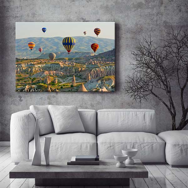 Kapadokya Vadileri ve Balonlar Manzarası Kanvas Tablo 12091