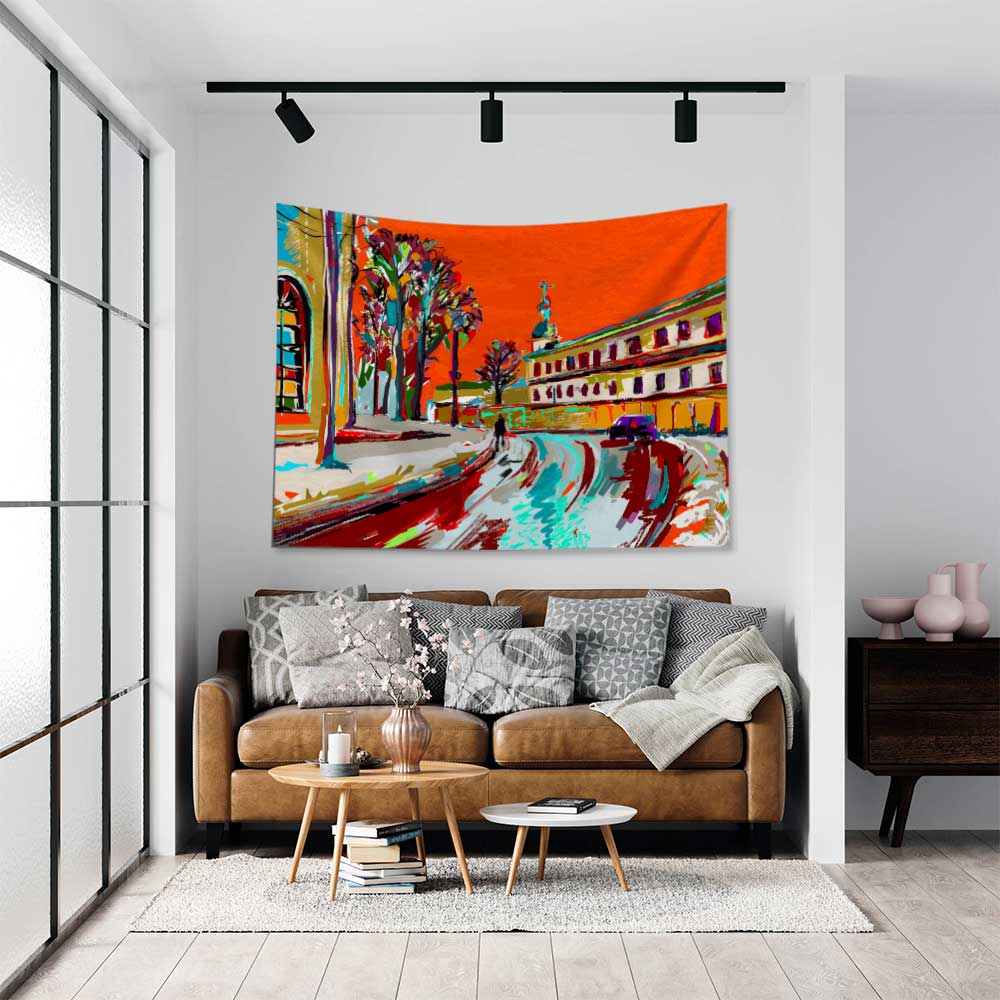 Renkli Şehir Sokak Manzarası Modern Kanvas Tablo 4392