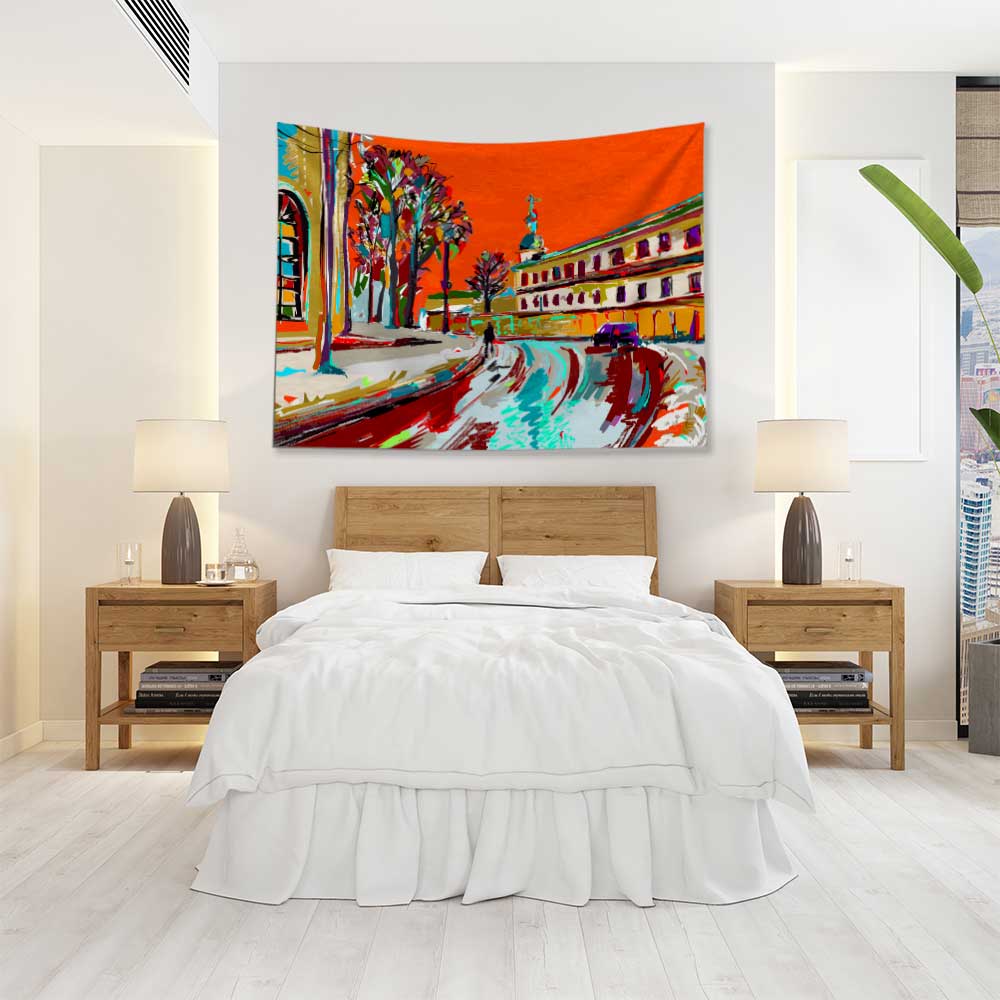 Renkli Şehir Sokak Manzarası Modern Kanvas Tablo 4392