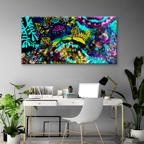 Neon Desenler Soyut Dekoratif Kanvas Tablo 4997