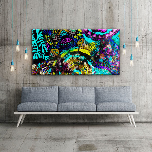 Neon Desenler Soyut Dekoratif Kanvas Tablo 4997