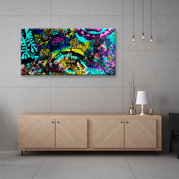 Neon Desenler Soyut Dekoratif Kanvas Tablo 4997