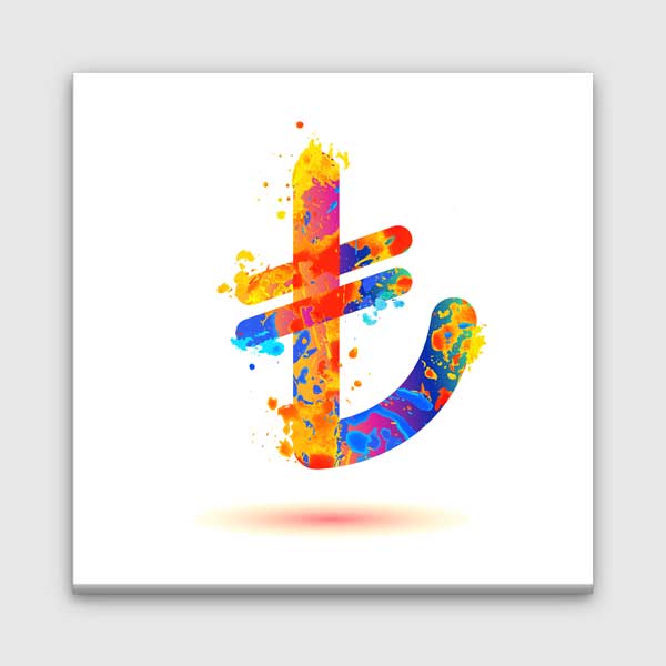 Renkli Türk Lirası Sembolü Modern Kanvas Duvar Tablosu – 5336