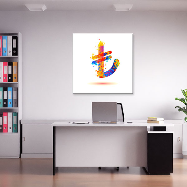 duvar-tablo-dekor-5336-02 Renkli Türk Lirası Sembolü Modern Kanvas Duvar Tablosu – 5336