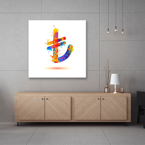 duvar-tablo-dekor-5336-04 Renkli Türk Lirası Sembolü Modern Kanvas Duvar Tablosu – 5336