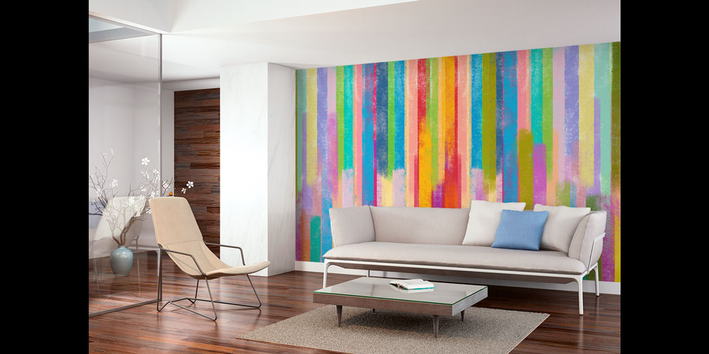 Renkli Dikey Şerit Soyut Sanat Duvar Kağıdı 4160