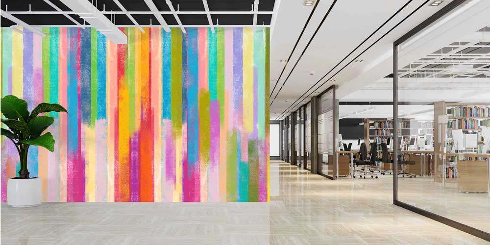 Renkli Dikey Şerit Soyut Sanat Duvar Kağıdı 4160
