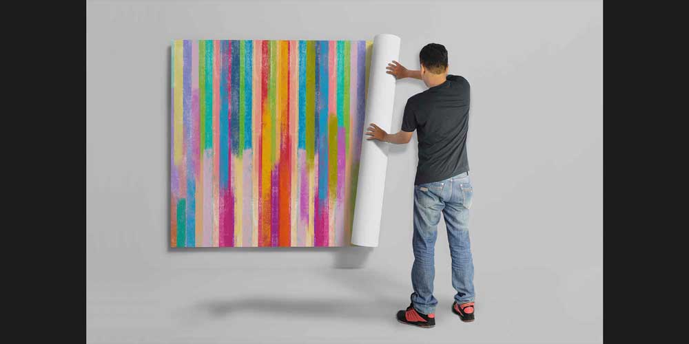 Renkli Dikey Şerit Soyut Sanat Duvar Kağıdı 4160